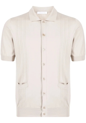 Cruciani pointelle-knit cotton polo shirt - Brown