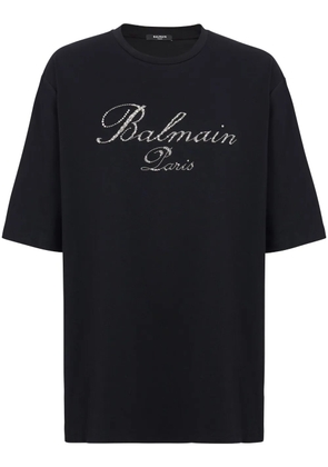 Balmain Signature-embroidered cotton T-shirt - Black