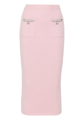 Self-Portrait knitted midi skirt - Pink