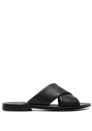 Rier crossover-strap leather slides - Black