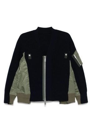 sacai panelled cardigan - Blue