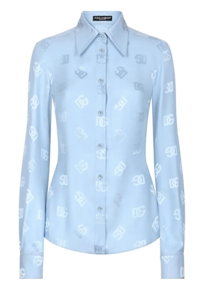 Dolce & Gabbana DNA monogram-jacquard silk shirt - Blue