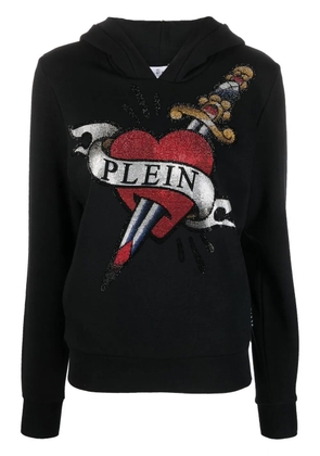 Philipp Plein crystal-embellished logo hoodie - Black
