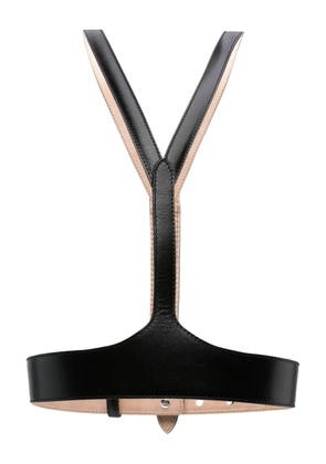 Alexander McQueen Pre-Owned V Harness leather belt - Black