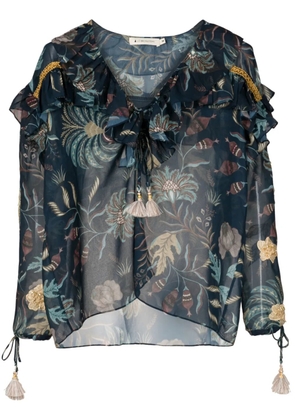 Lethicia Bronstein Afrodite floral-print ruffled blouse - Green