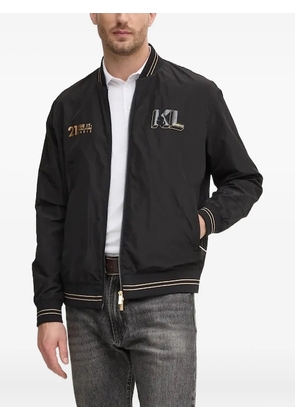 Karl Lagerfeld logo-detail ribbed-trim bomber jacket - Black