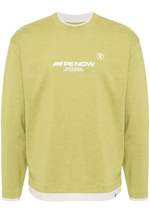 AAPE BY *A BATHING APE® Moonface embroidered long sleeves tee - Green