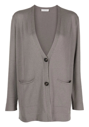 Le Tricot Perugia V-neck fine-ribbed cardigan - Grey