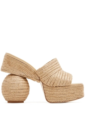 Cult Gaia sculpted-heel braided-raffia espadrilles - Neutrals