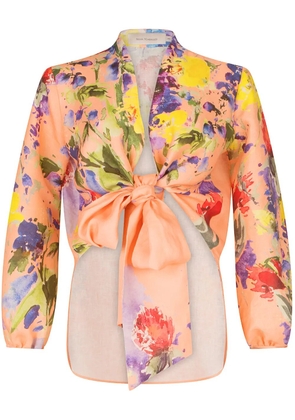 Silvia Tcherassi Floral linen blouse - Orange