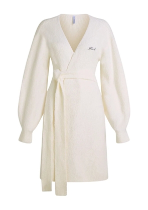 Karl Lagerfeld fleece wrap loungewear cardigan - White