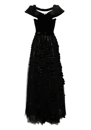 Saiid Kobeisy beaded velvet-top maxi dress - JET BLACK