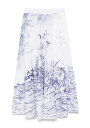 Moschino x Popeye and Olive Oyl illustration-style-print maxi skirt - White