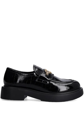 Love Moschino logo-lettering loafers - Black