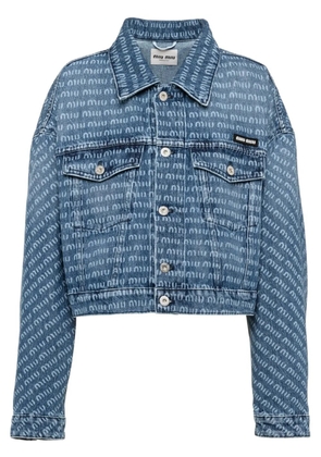 Miu Miu logo-print denim jacket - Blue