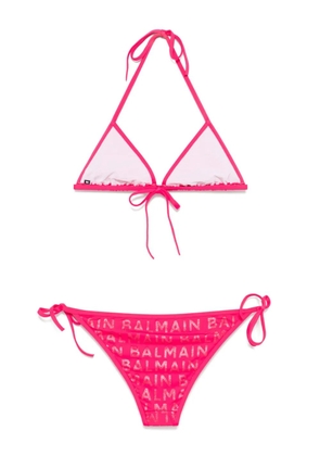 Balmain logo-print bikini - Pink