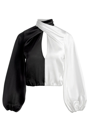 alice + olivia Mahogany twist-neck cropped top - Black