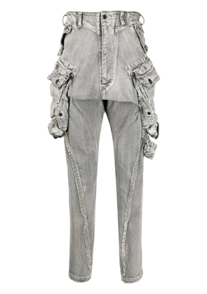 Julius Plaster cargo drop-crotch jeans - Grey