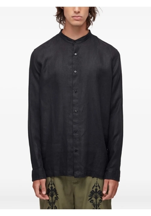 Osklen leaf-embroidered linen shirt - Black