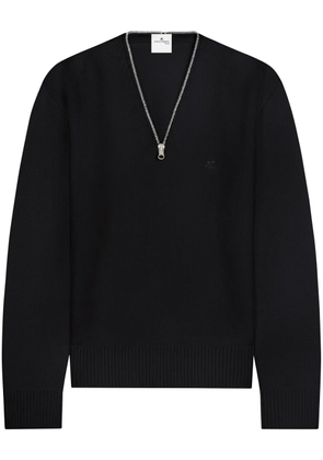 Courrèges zip-detailing wool sweater - Black