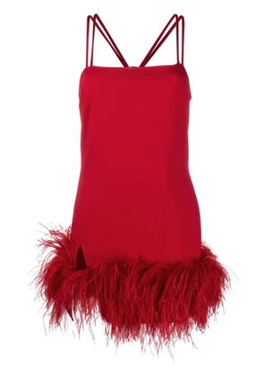 The Attico Fujiko feather-trim minidress - Red