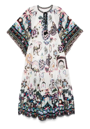 Camilla wide-sleeve gathered maxi dress - White