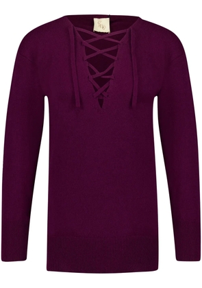 PAULA lace-up cashmere sweater - Purple
