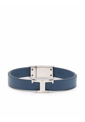 Tod's logo-plaque leather bracelet - Blue