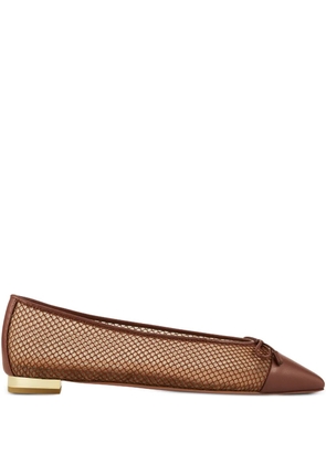 Aquazzura Gioia mesh-panelled bow flats - Brown