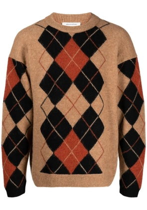 Maison Kitsuné argyle-pattern crew-neck jumper - Brown