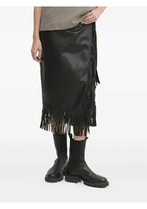NEVER FULLY DRESSED fringe-detail wrap skirt - Black