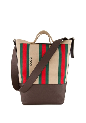 Gucci large Web-stripe tote bag - Brown
