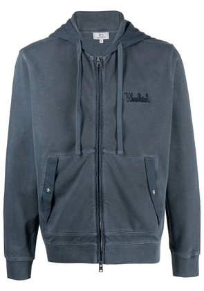 Woolrich embroidered-logo cotton hoodie - Blue