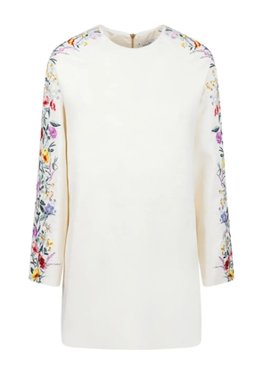Max Mara Leva floral-embroidery raglan-sleeve mini dress - White