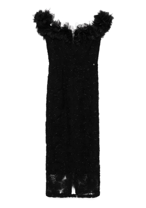 NISSA floral-detail lace midi dress - Black