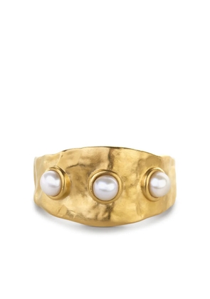 Monica Vinader Capri hammered triple-pearl ring - Gold