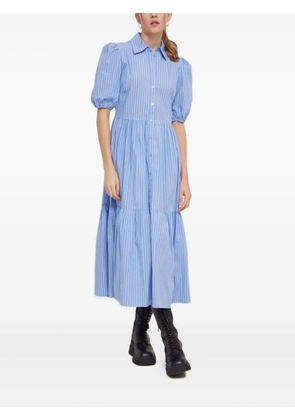 Desigual puff-sleeves striped shirt midi day dress - Blue