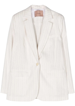 TWINSET striped single-breasted blazer - White