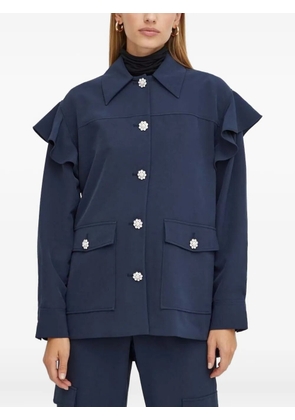 Custommade ruffle-detail embellished shirt - Blue