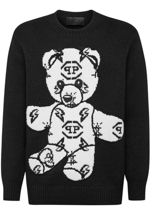 Philipp Plein Teddy Bear embroidered-jacquard jumper - Black