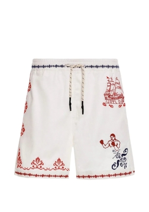 Agua Bendita Miloh embroidery elastic shorts - White