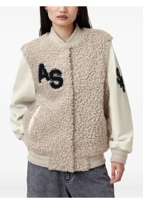 AllSaints varsity-style teddy jacket - Neutrals