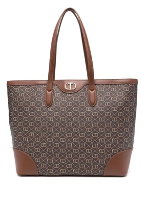 TWINSET Floral T-print tote bag - Brown