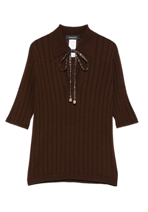 Fabiana Filippi ribbed tie-neck top - Brown