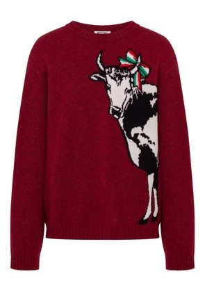 Moschino cow-motif jumper - Red