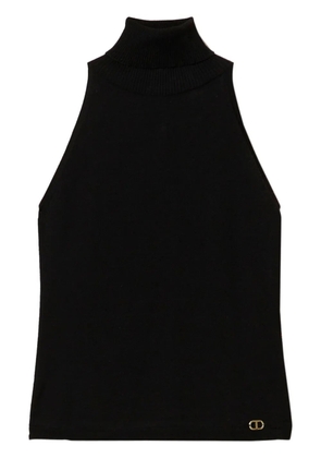 TWINSET logo-plaque knitted top - Black