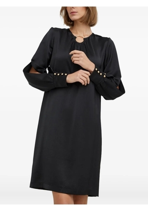 NISSA chain-link neck button-cuff midi dress - Black