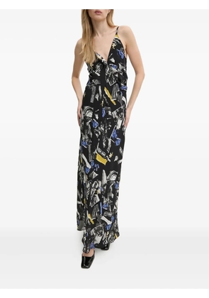 MOSCHINO JEANS graphic-print maxi dress - Black