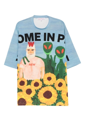 Walter Van Beirendonck We Come In Peace graphic-print T-shirt - Blue