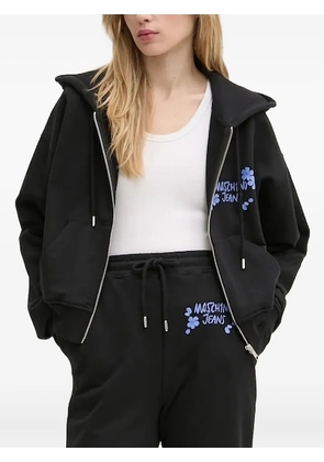 MOSCHINO JEANS logo-print zip-up hoodie - Black